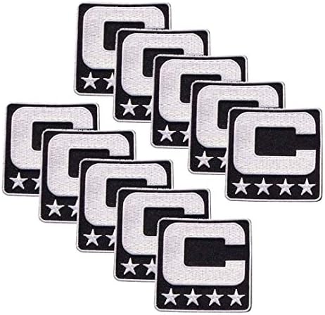 Crni Kapetane C Patch (10 Pack) Željezo Na za Jersey Fudbal, Bejzbol, Nogomet, Hokej, Lacrosse, Košarku