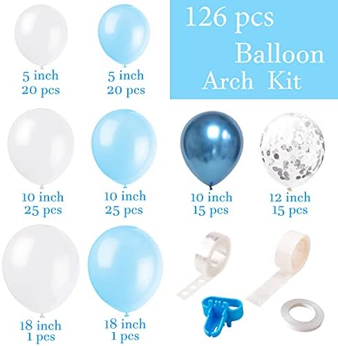 Plavi Balon Garland Arch Kit - 126 Komade/PC-Metalni Bijele i Plave Silver Konfete Balonima za Bebu Rođendan