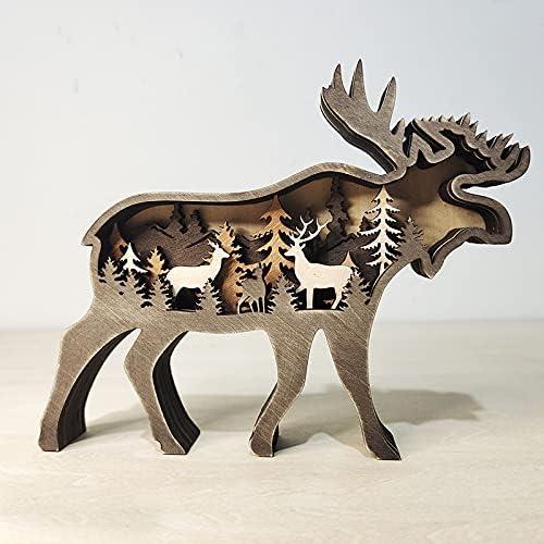 LEFUYAN Šumi Životinja Drvene Kući Ornament Sjeverno Američki Multilayer Šumska Medved/Los Siluetu Dekor