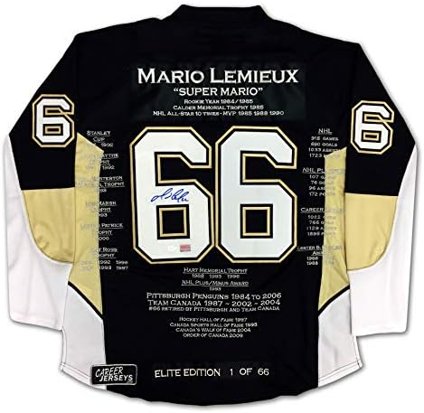 Mario Lemieux Elite Izdanje Karijeru Jersey 1/66 Potpisao - Pittsburgh Pingvini