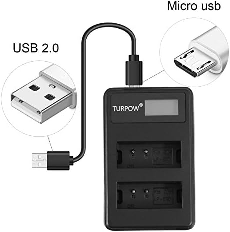 TURPOW 2 Pack 1600mAh LP-štit od e-10 Zamjena Baterija LCD Dvojno Punjac u Skladu sa Canon EOS Pobunjenika
