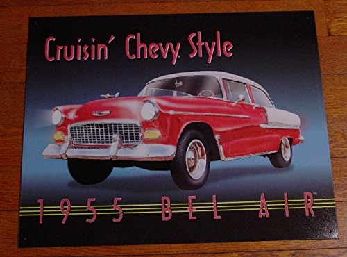 1955 Tamno Crveni Chevrolet Bel Airu Krstarenja Auto Oglašavanje Tin Potpisati
