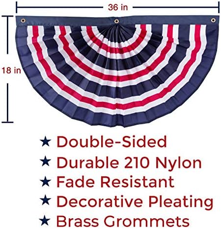(1 Pack) 36x18 Prugasti Crveno, Belo i Plavo Patriotski Najlona Naborane Banting Zastavu Dekor m/ Gromets