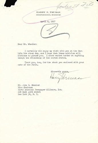 Predsjednik Harry S Trumane - Kucala Pismo Potpisao 04/06/1957