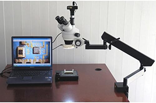 AmScope SM-6TX-FRL Profesionalni Trinocularni Stereo Zoom Mikroskop, WH10x Eyepieces, 3.5 X-45X Zuma 0.7 X-4.5 X Zoom Cilj, 8W Fluorescentna Prsten Svjetlo, Akcijom Artikulira Ruku Stajati 110V-120V, Uključuje 0.5 X Barlou Objektiv