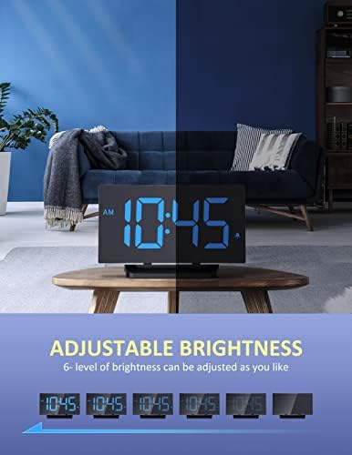 Digitalni Alarm za Soba, Kreveta Sat sa 6 Nivoa Svjetlost, Dremaš, Prilagodljiva Obima i 3 Alarm Zvuči,