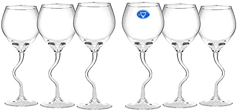 Neman 8 oz Zakrivljeni Matičnih Čaše za Vino, 250ml Ručno Napravili Naočale, Moderan Dizajn Bijelo i Crveno