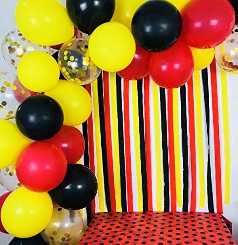 Miš Zabavu Balone 40 Pack, 12 Cm Crveno Crne Žute Balonima sa Zlatnim Konfete Balon Krep Papir Trake i Balon
